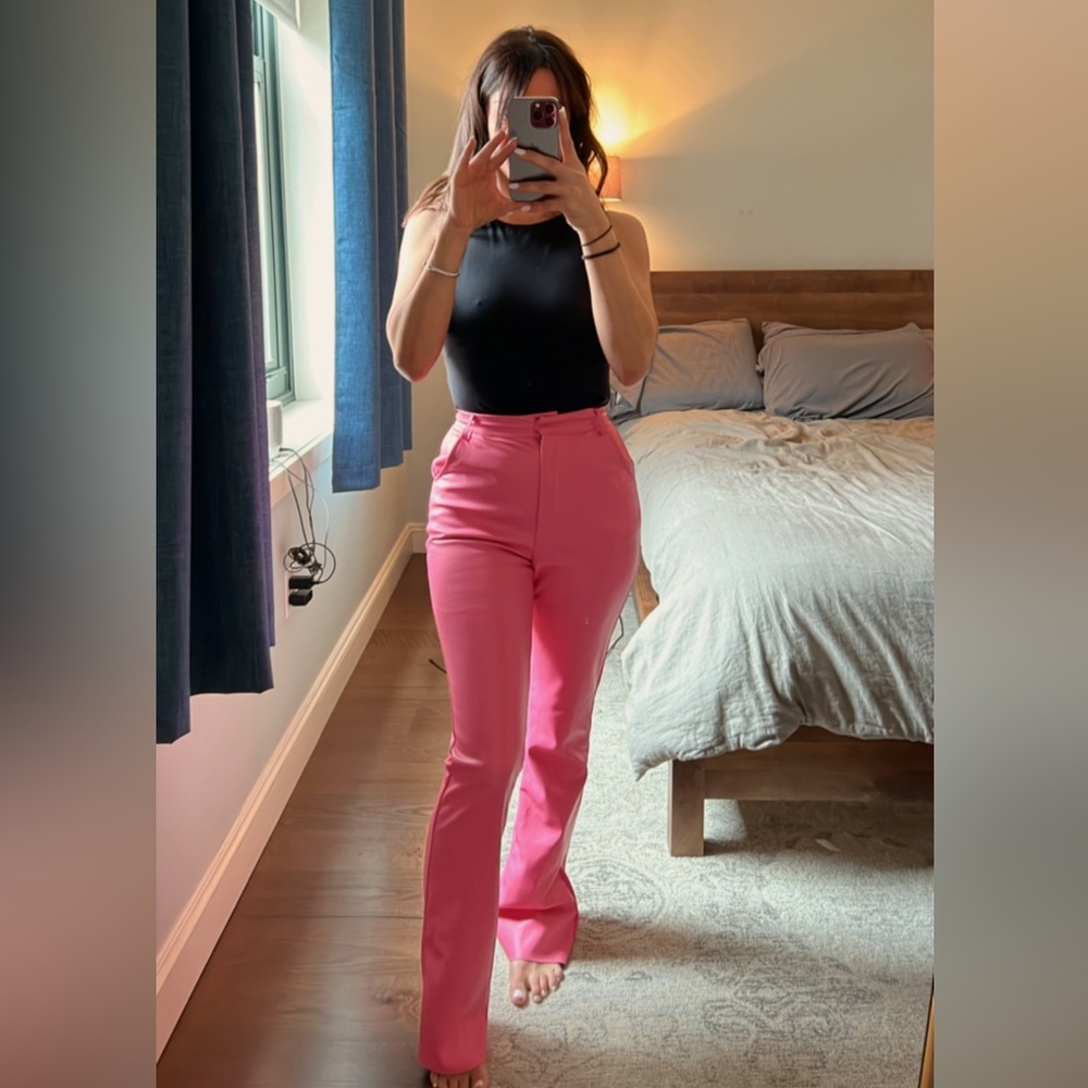Faux Leather Pink Pants